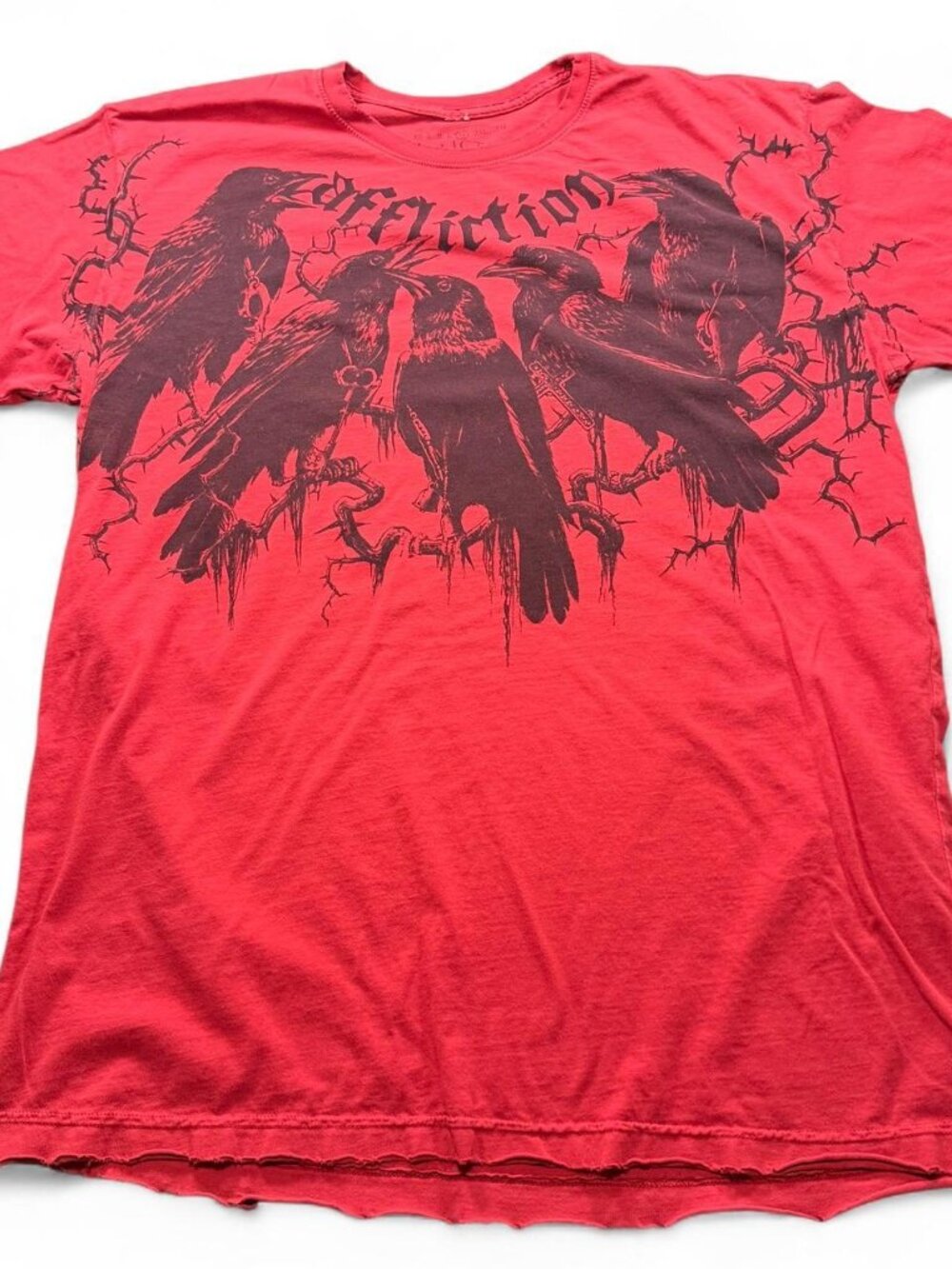 Y2K OG Affliction Semetary Haunted Mound “Grave House” Grail Red T-Shirt XL